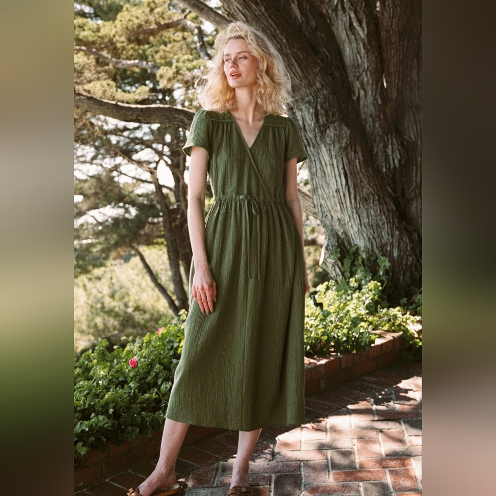 Christy Dawn the dawn dress in forest green gauze, petite small